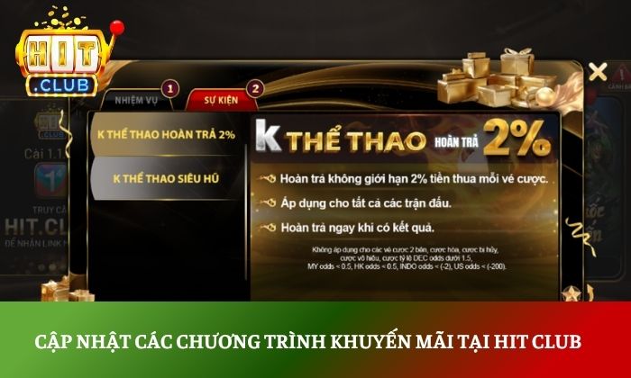 Cập nhật các chương trình khuyến mãi tại Hit Club